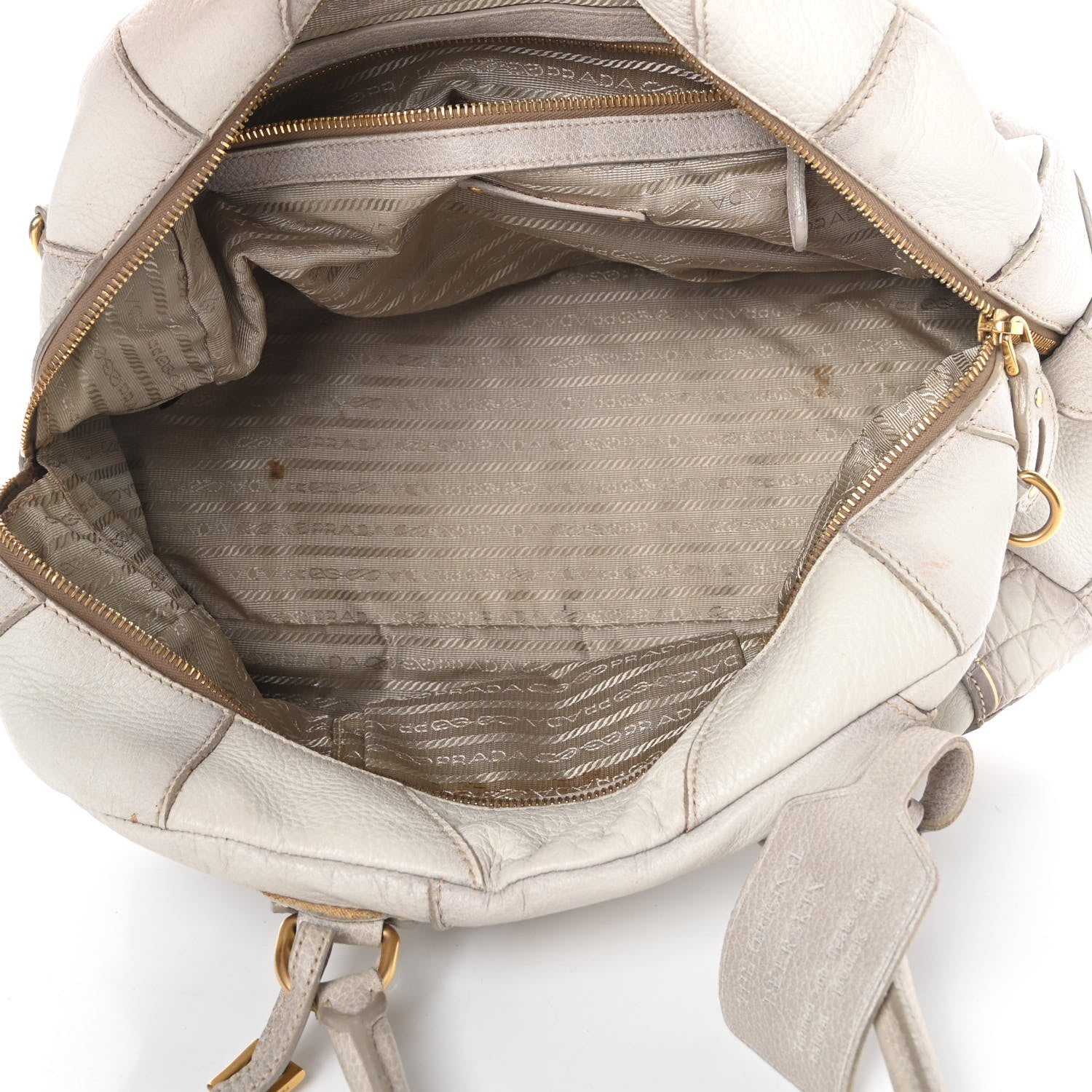 Prada Cervo Patchwork Fringe Bowler Bianco 5 of 21