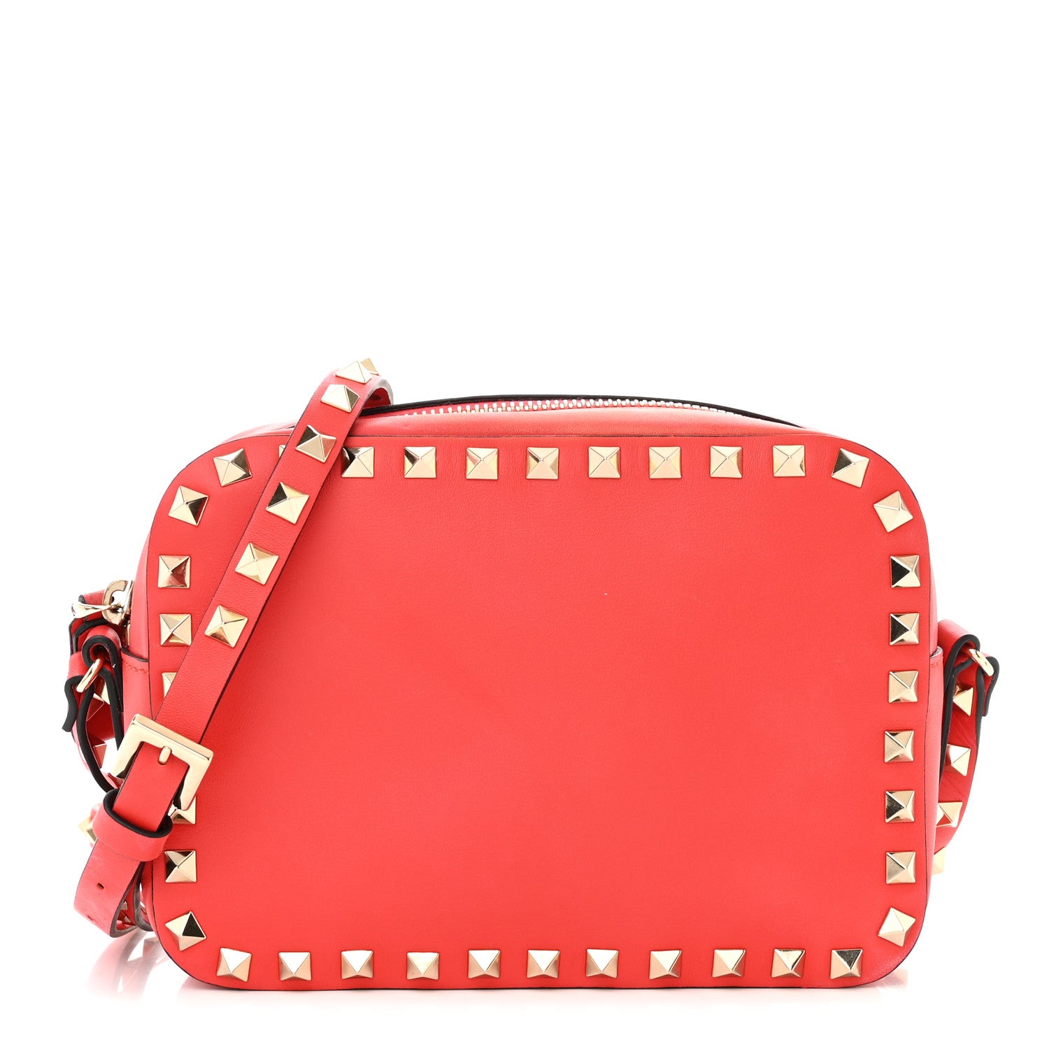 Valentino Garavani Calfskin Rockstud Camera Crossbody Bag Deep Orange 1 of 9