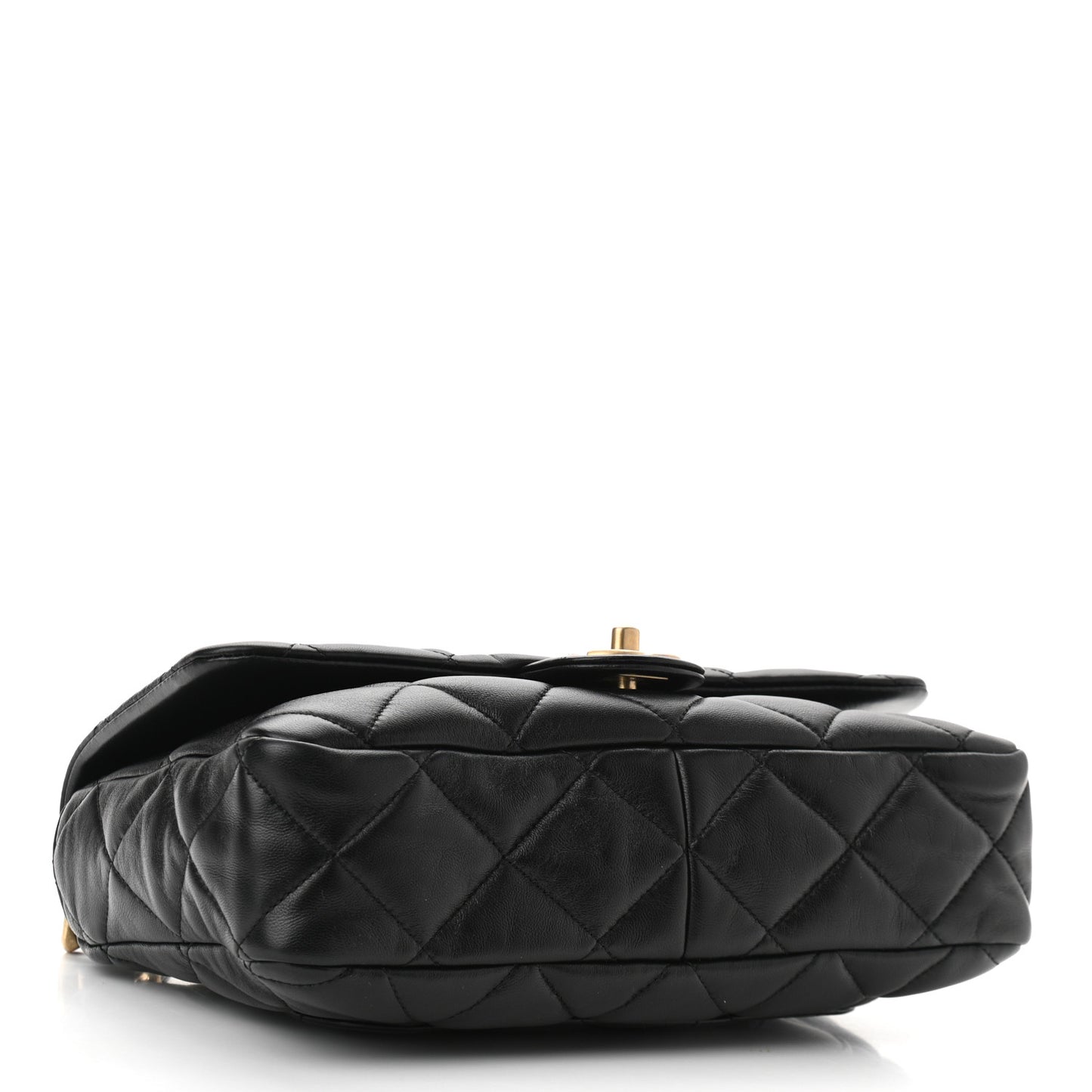 Lambskin Quilted Large CC Funky Town Flap Black