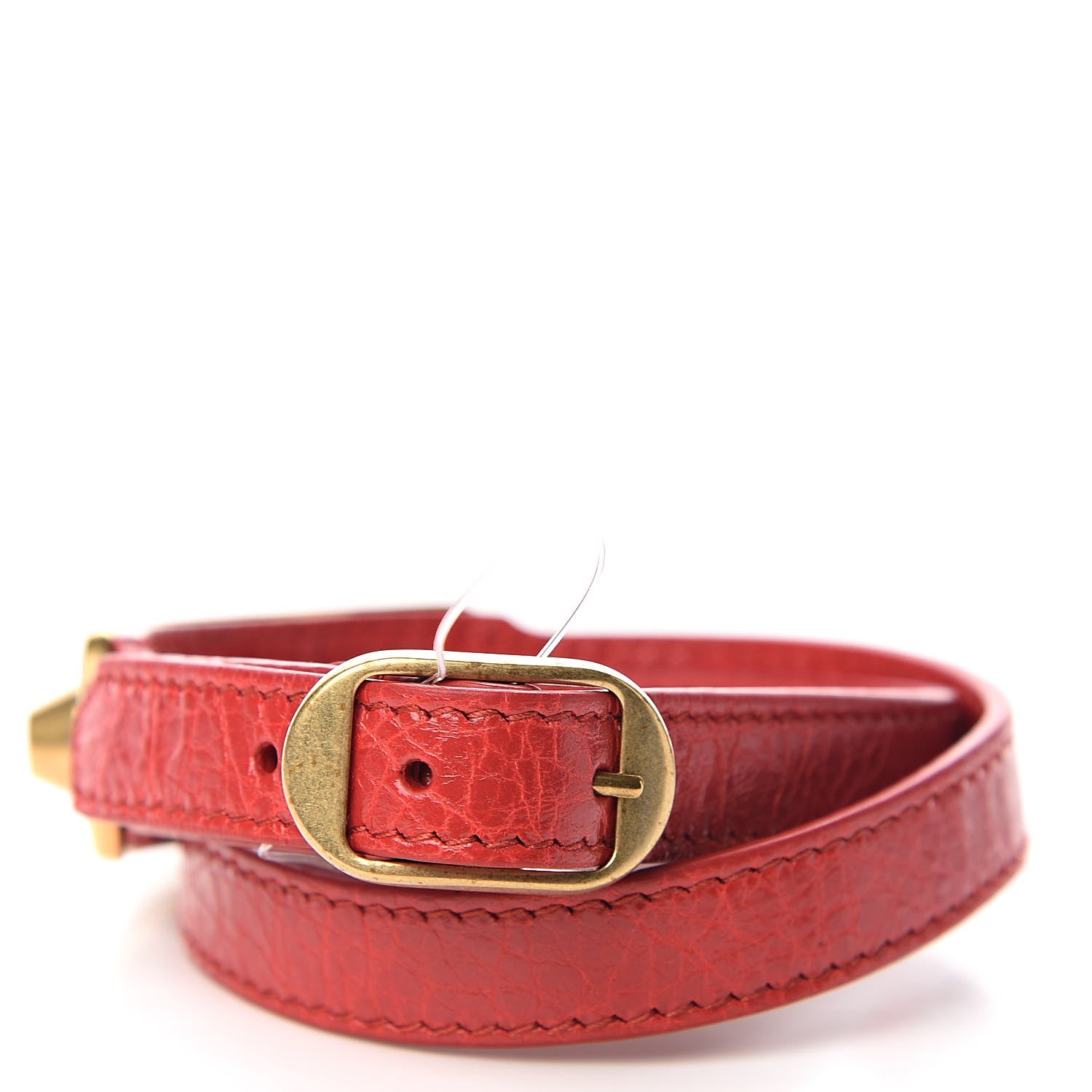 Balenciaga Chevre Hamilton Gold Metallic Edge Hardware Triple Tour Bracelet S Rouge Rubis 3 of 7