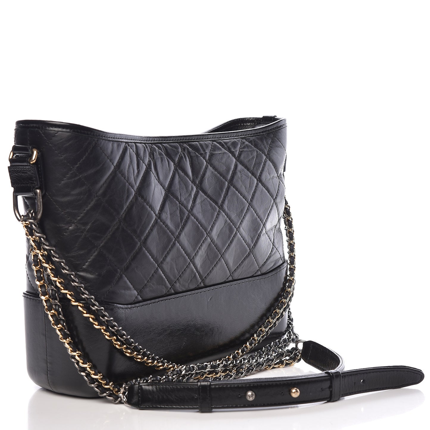 Aged Calfskin Quilted Medium Gabrielle Hobo Black
