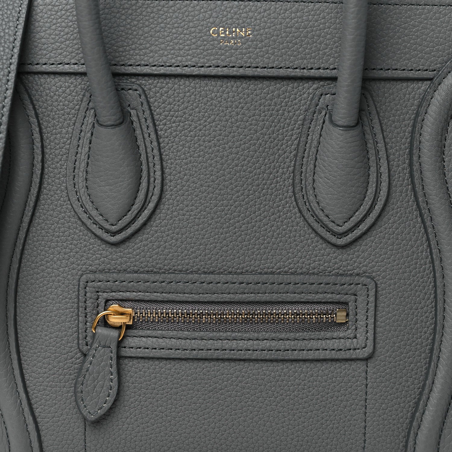 Celine Drummed Calfskin Nano Luggage Kohl 9 of 11