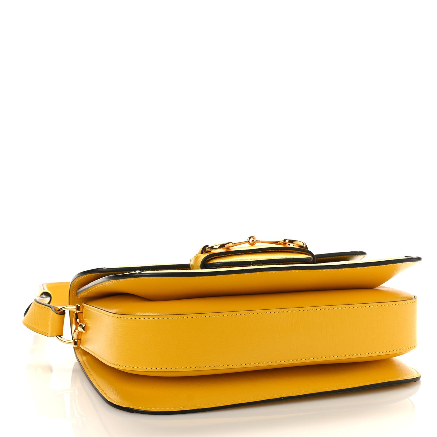 Azalea Calfskin GG Monogram Bi-Color Debossed Horsebit 1955 Shoulder Bag Dusty Azure Stone Topaz Deep Orange