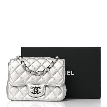 Chanel Metallic Lambskin Quilted Mini Square Flap Silver 11 of 11