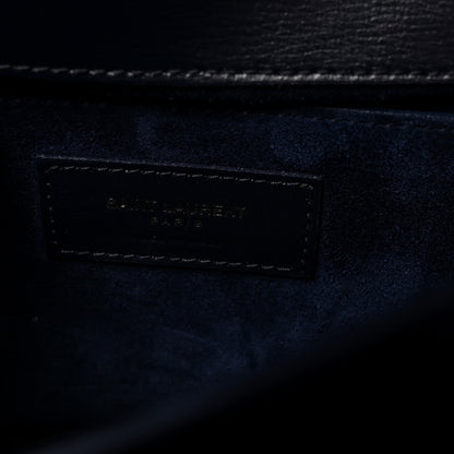 Saint Laurent Suede Calfskin Medium Monogram Sunset Bleu Fonce 6 of 9
