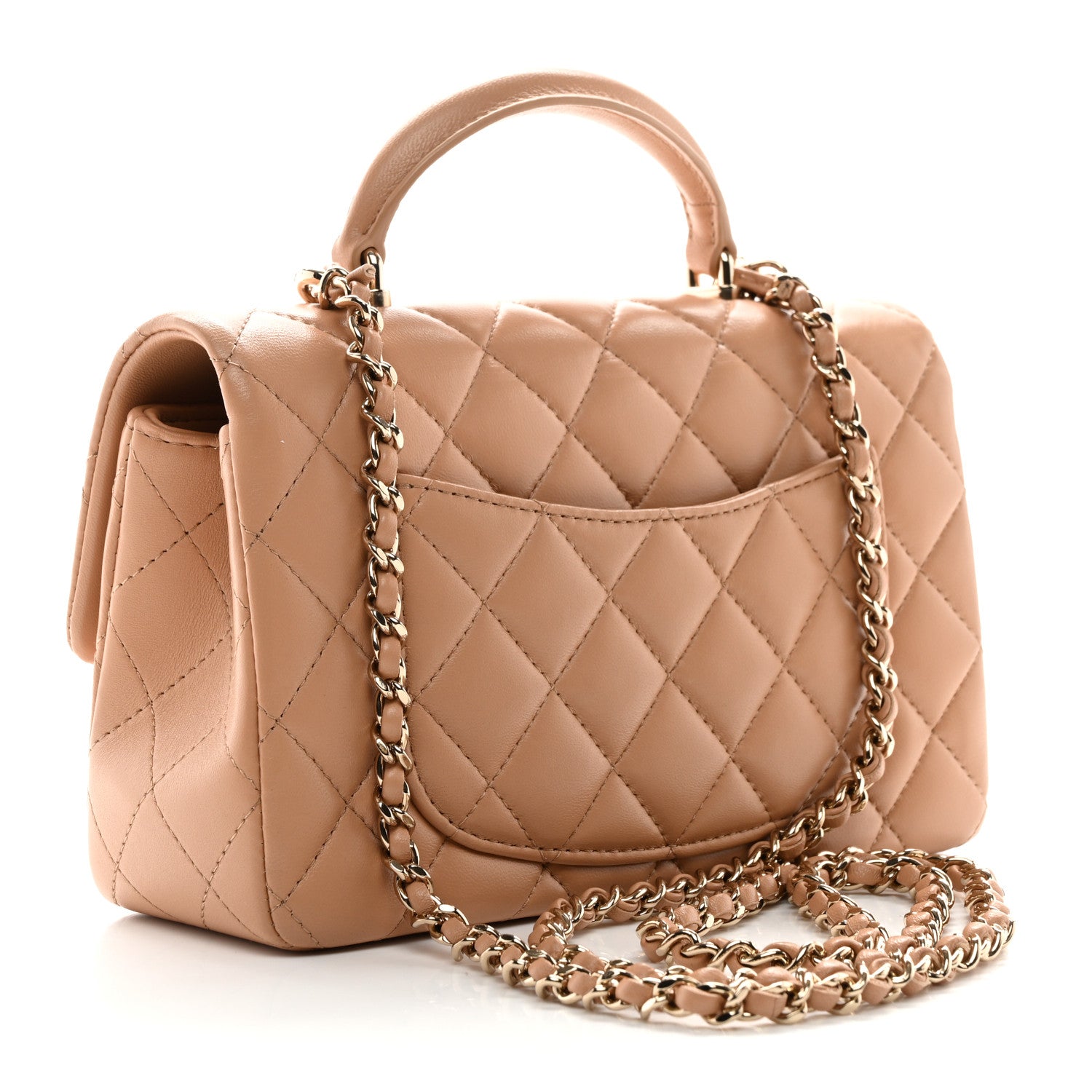 Chanel Lambskin Quilted Mini Top Handle Rectangular Flap Beige 3 of 10