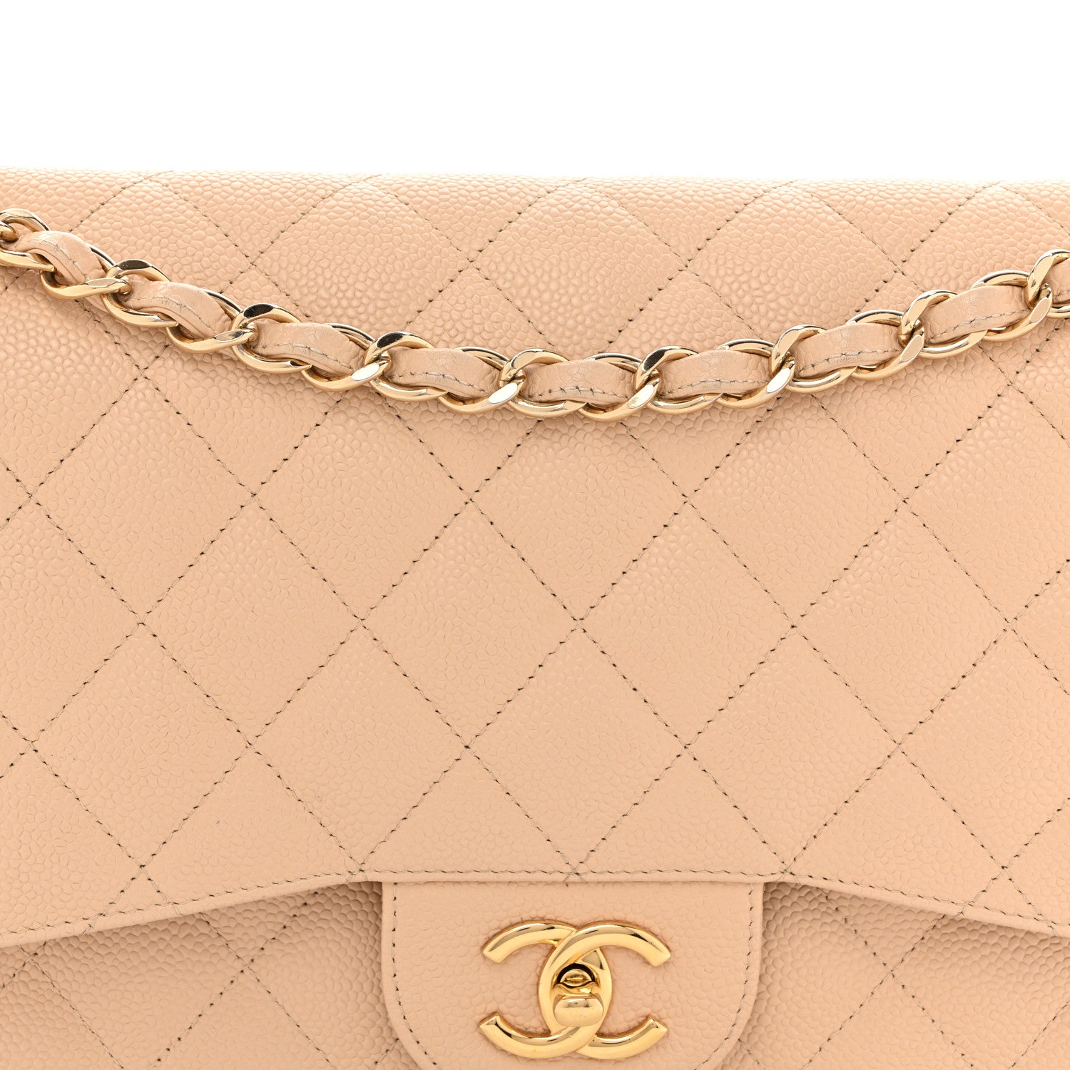 Chanel Caviar Quilted Jumbo Double Flap Beige Clair 8 of 16