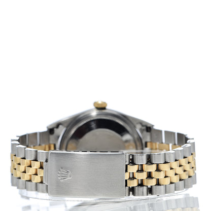 Rolex Stainless Steel 18K Yellow Gold Diamond 36mm Oyster Perpetual Datejust Watch Black 16013 4 of 7
