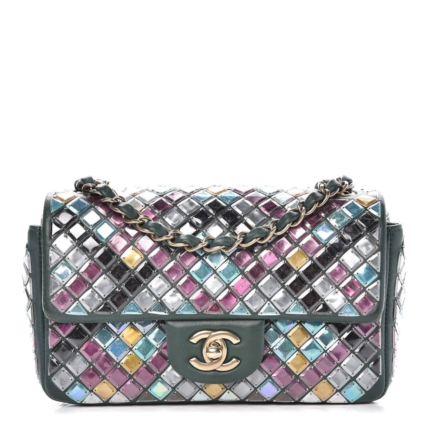 Chanel Lambskin Mosaic Small Flap Green Multicolor 1 of 16