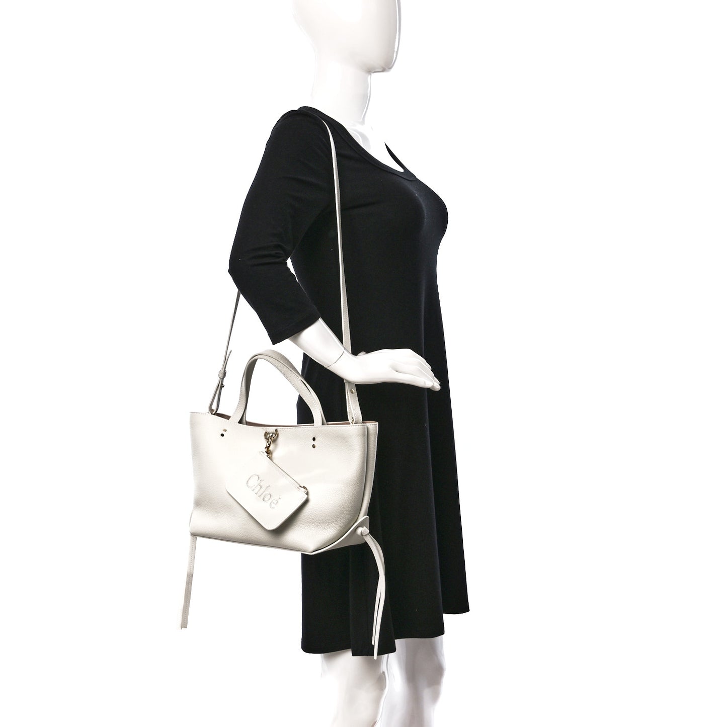 Calfskin Small East West Sense Tote White