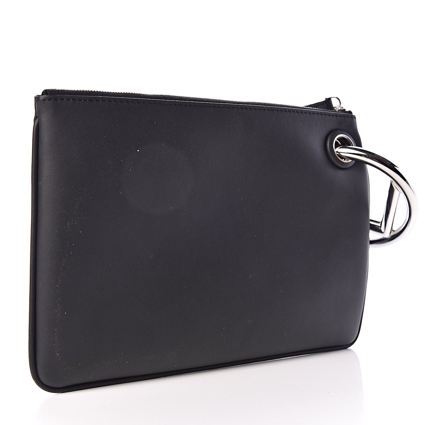 Calfskin Pearl F is Embellished Triplette Pouch Set Black