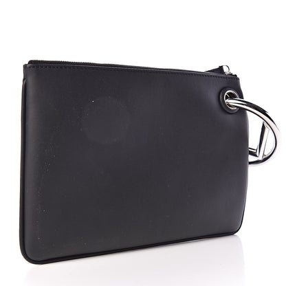 Fendi Calfskin Pearl F is Embellished Triplette Pouch Set Black 3 of 9
