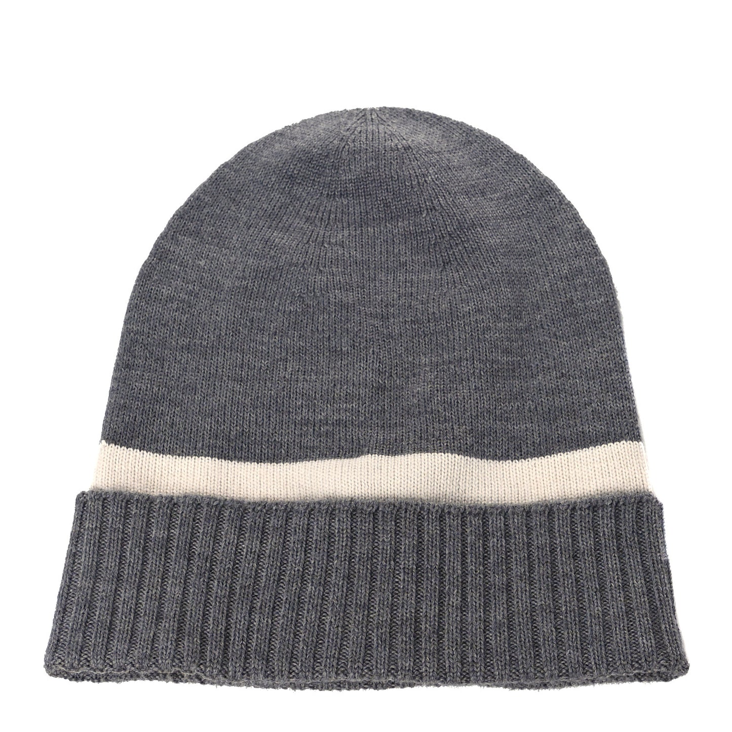 Wool Tricot Knit New Port Beanie Hat L Graphite Ivory