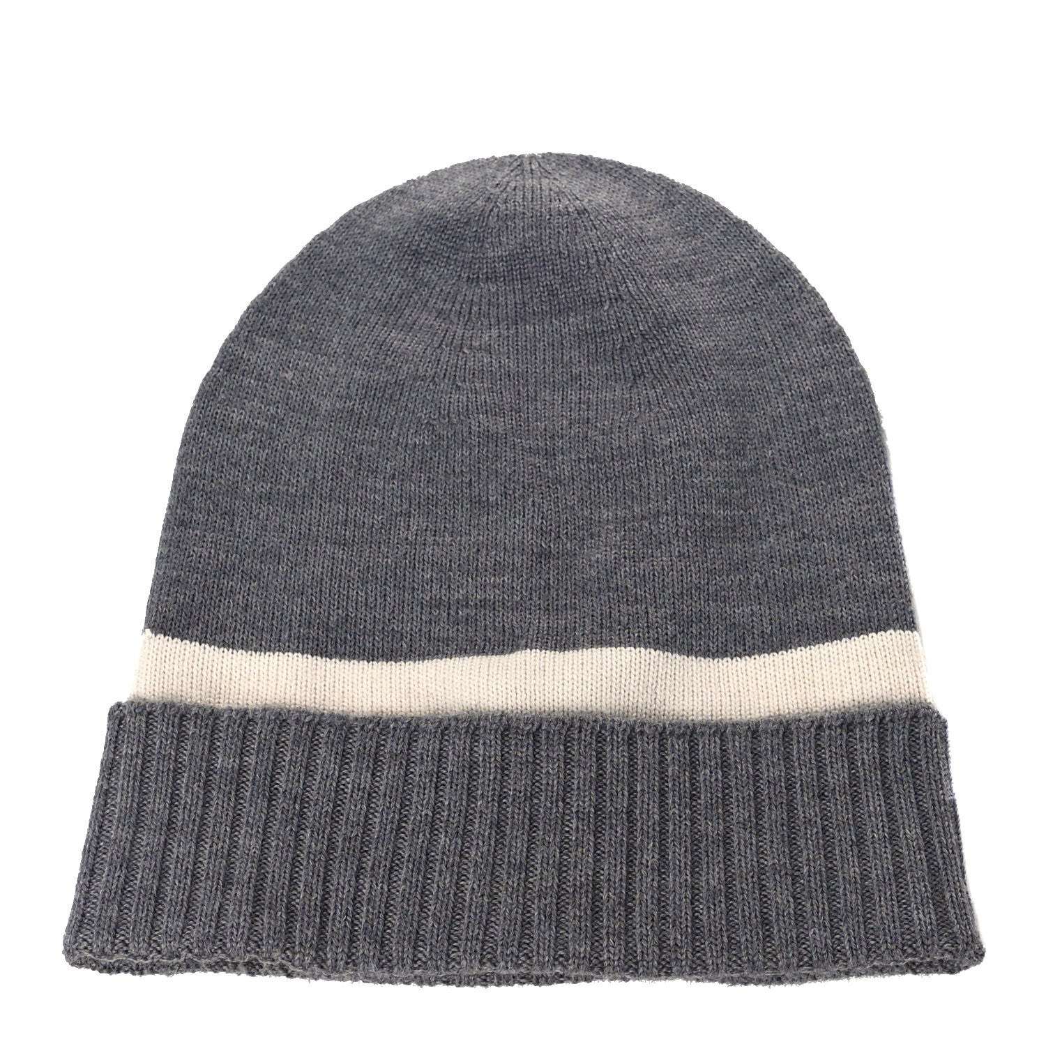 Gucci Wool Tricot Knit New Port Beanie Hat L Graphite Ivory 2 of 5