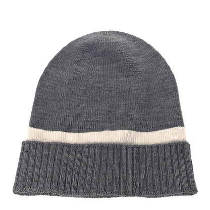 Gucci Wool Tricot Knit New Port Beanie Hat L Graphite Ivory 2 of 5