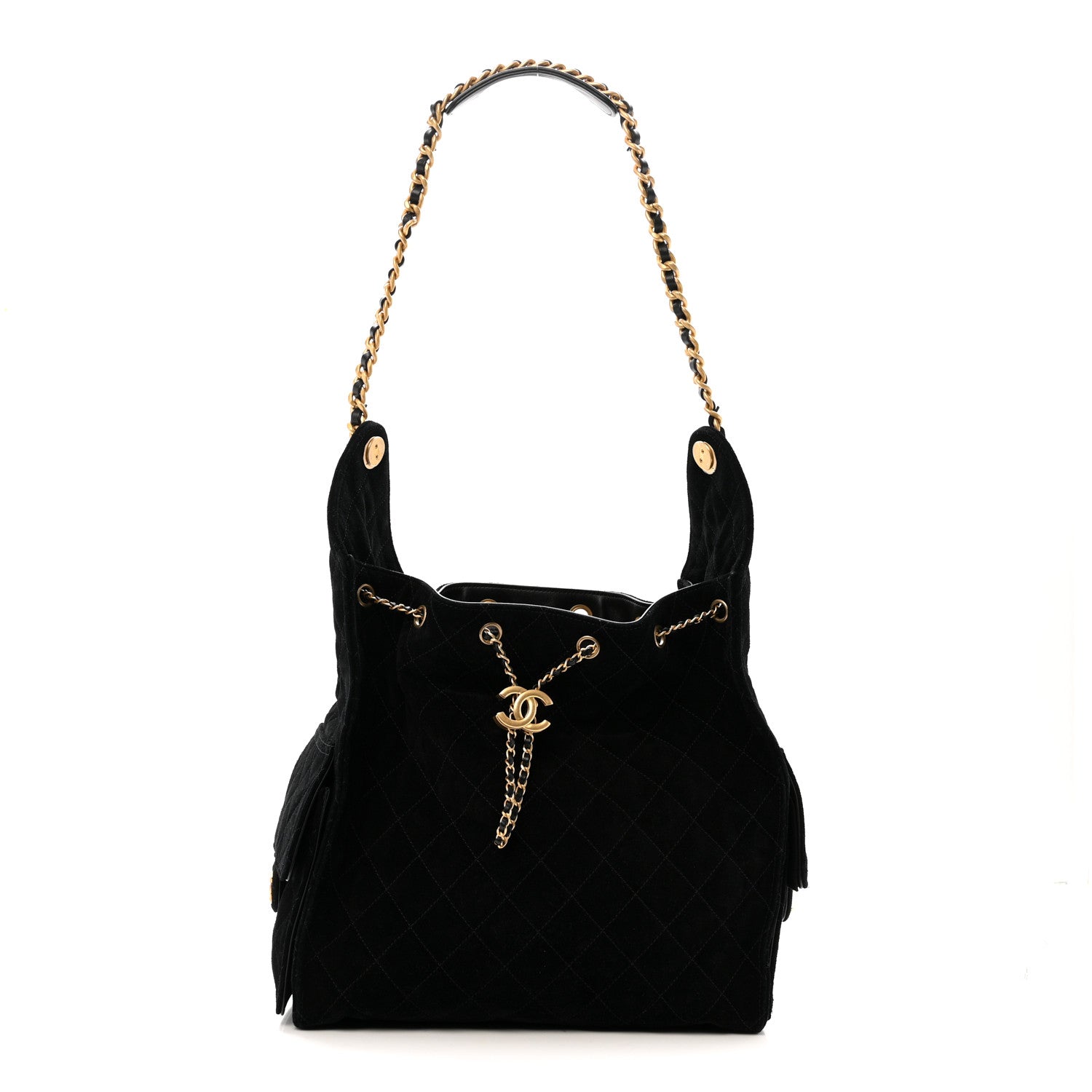 Chanel Suede Quilted Medium Chanel 25 Handbag Black 1 of 12