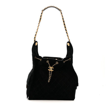 Chanel Suede Quilted Medium Chanel 25 Handbag Black 1 of 12