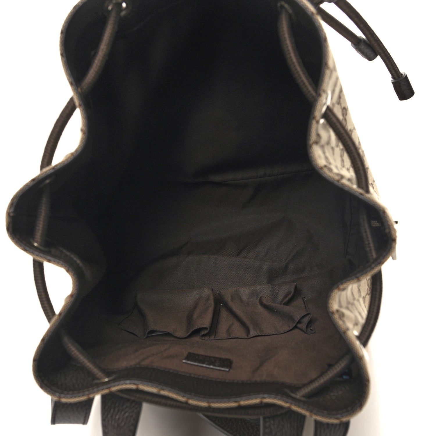 Gucci Monogram Dollar Calfskin O Drawstring Backpack Beige Ebony Testa di Moro Dark Chocolate 5 of 10