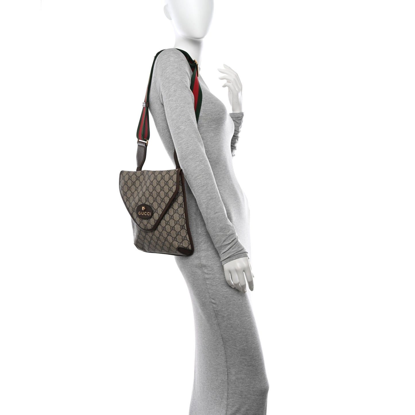 GG Supreme Monogram Web Medium Neo Vintage Flap Messenger Bag Beige New Acero