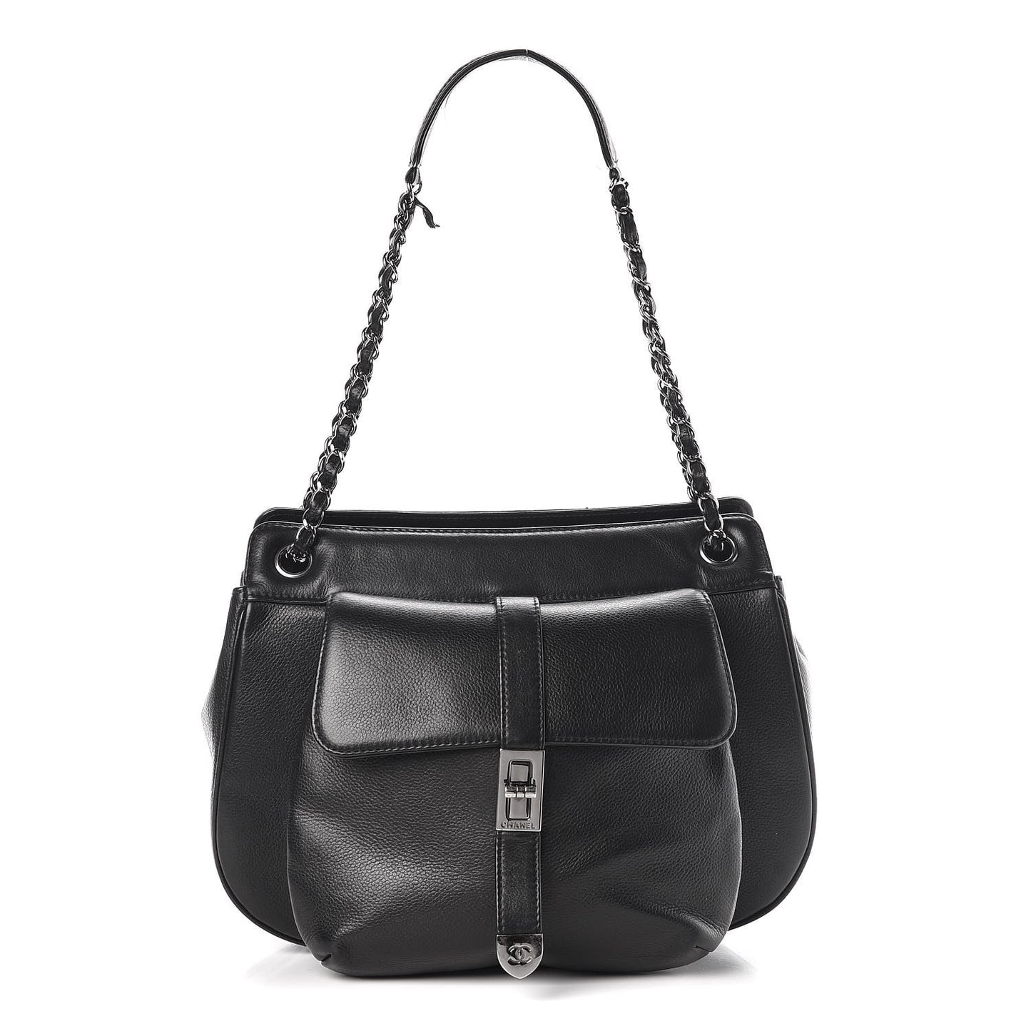 Calfskin Mademoiselle Shoulder Bag Black