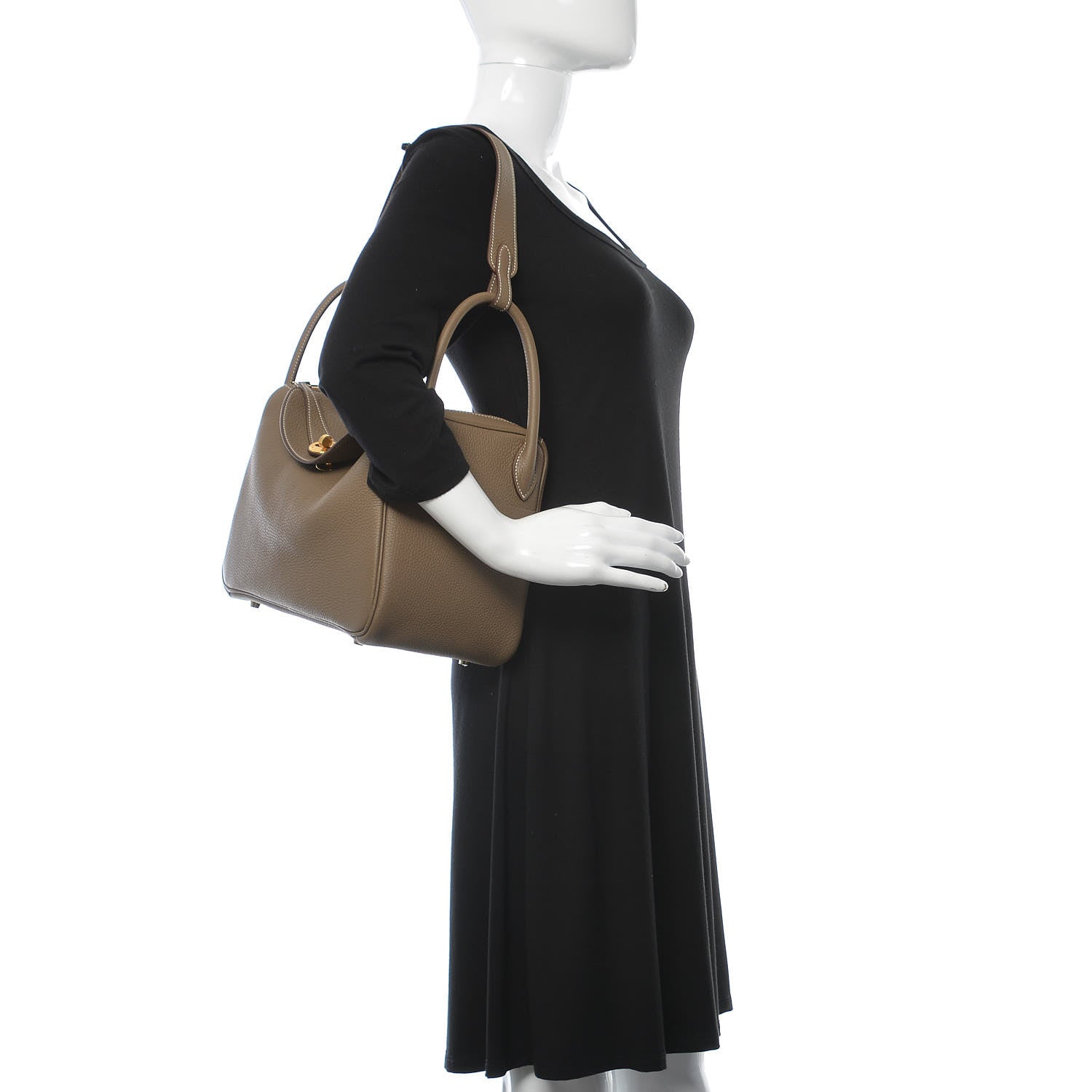 Hermes Taurillon Clemence Lindy 30 Etoupe 2 of 10