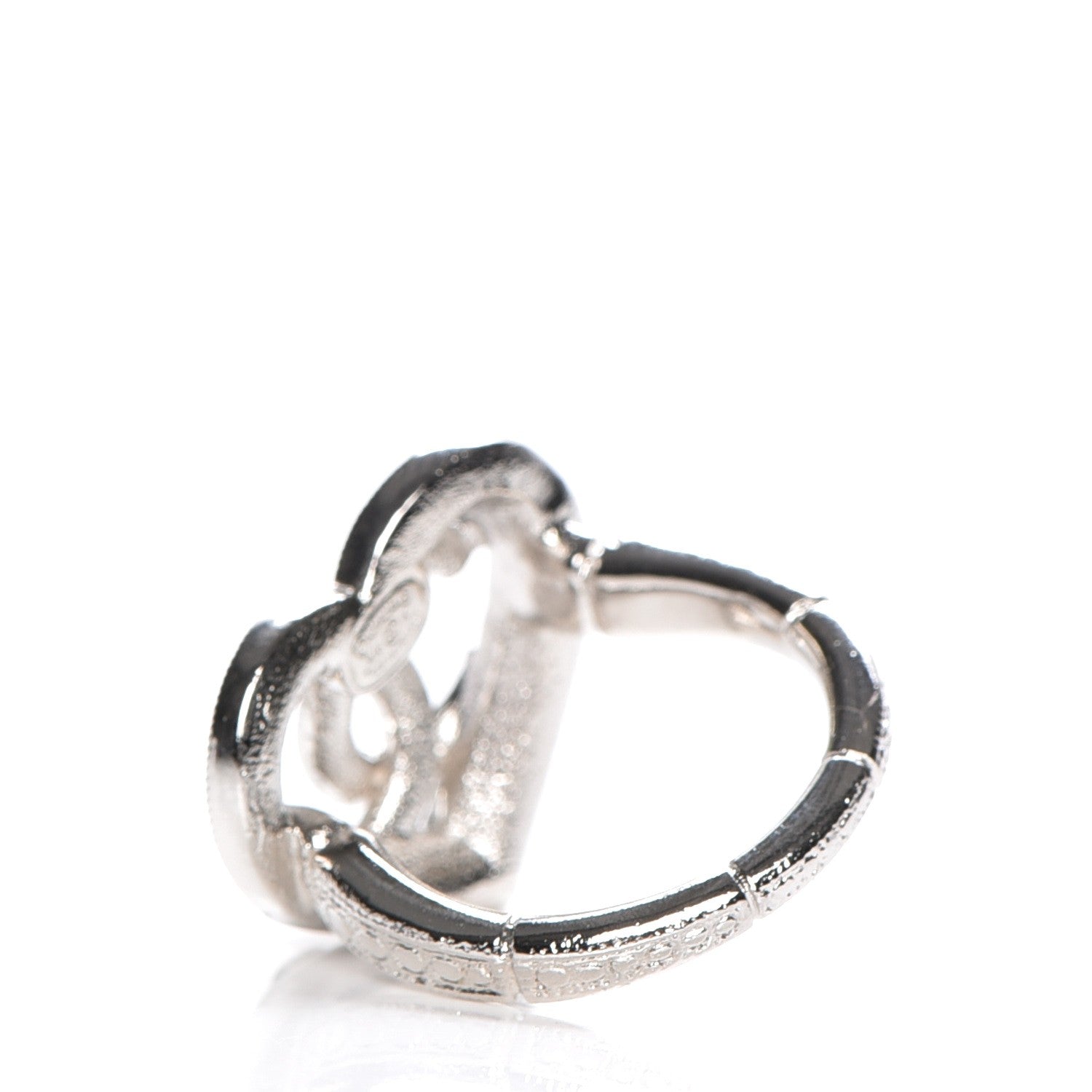 Chanel Crystal CC Heart Ring 52 6 Silver Blue 3 of 5