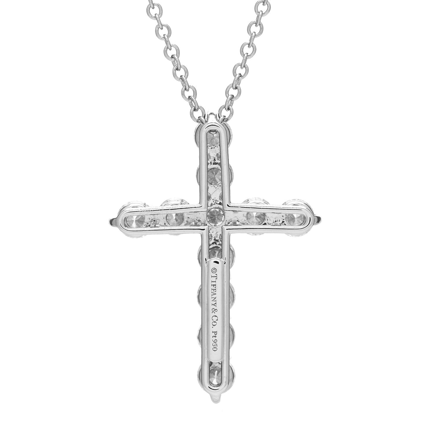 Tiffany Platinum Diamond Medium Cross Pendant Necklace 5 of 6