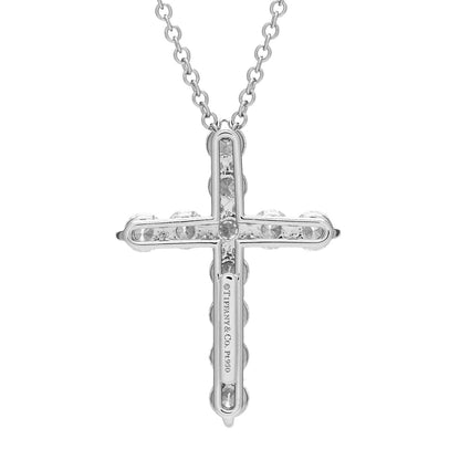 Tiffany Platinum Diamond Medium Cross Pendant Necklace 5 of 6