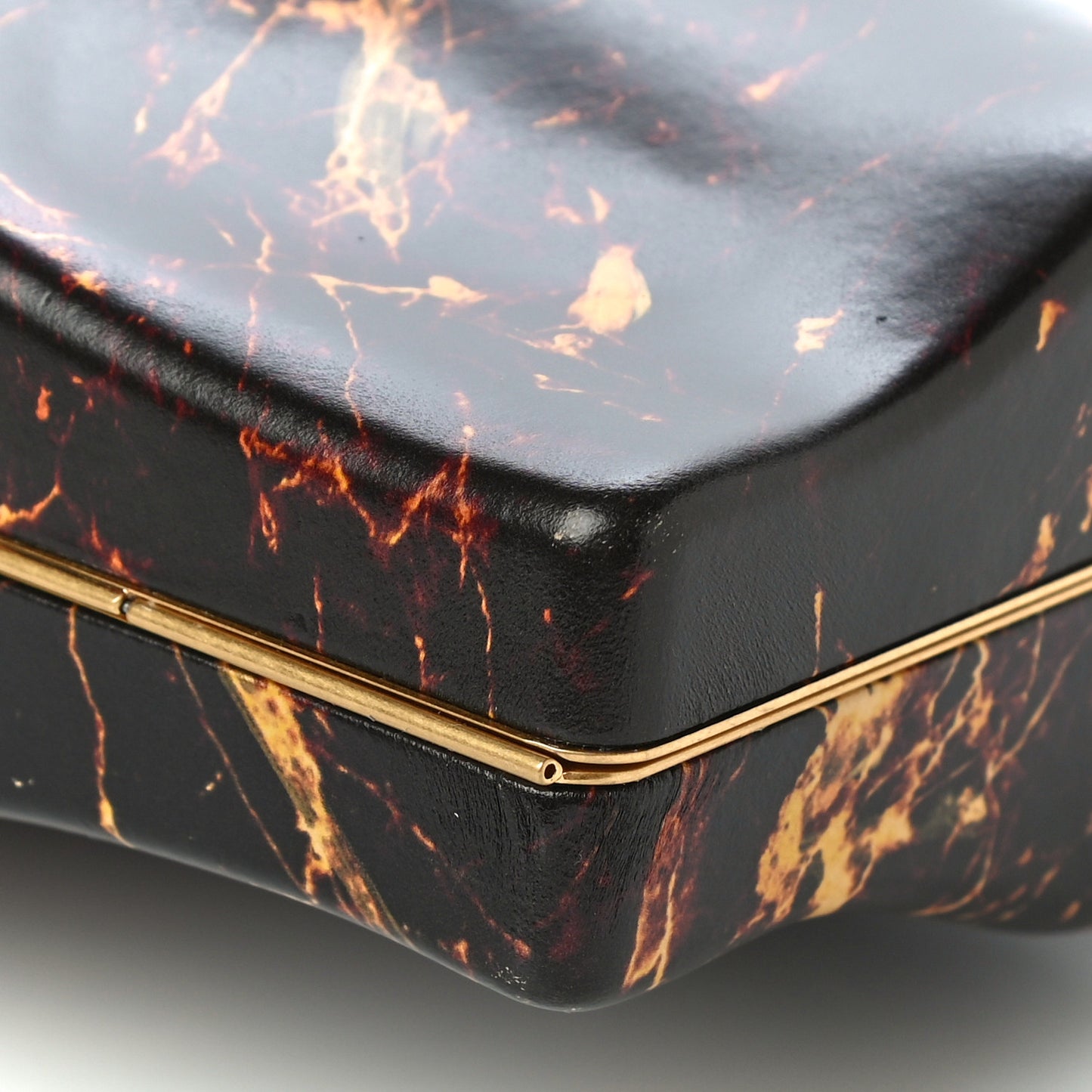 Spazzolato Calfskin Chain Clutch Gold Marble