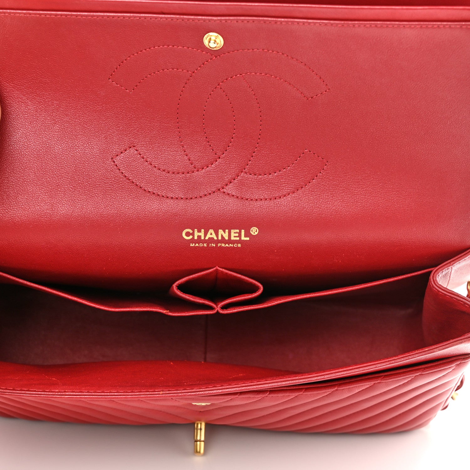 Chanel Lambskin Chevron Quilted Jumbo Double Flap Dark Red 5 of 12