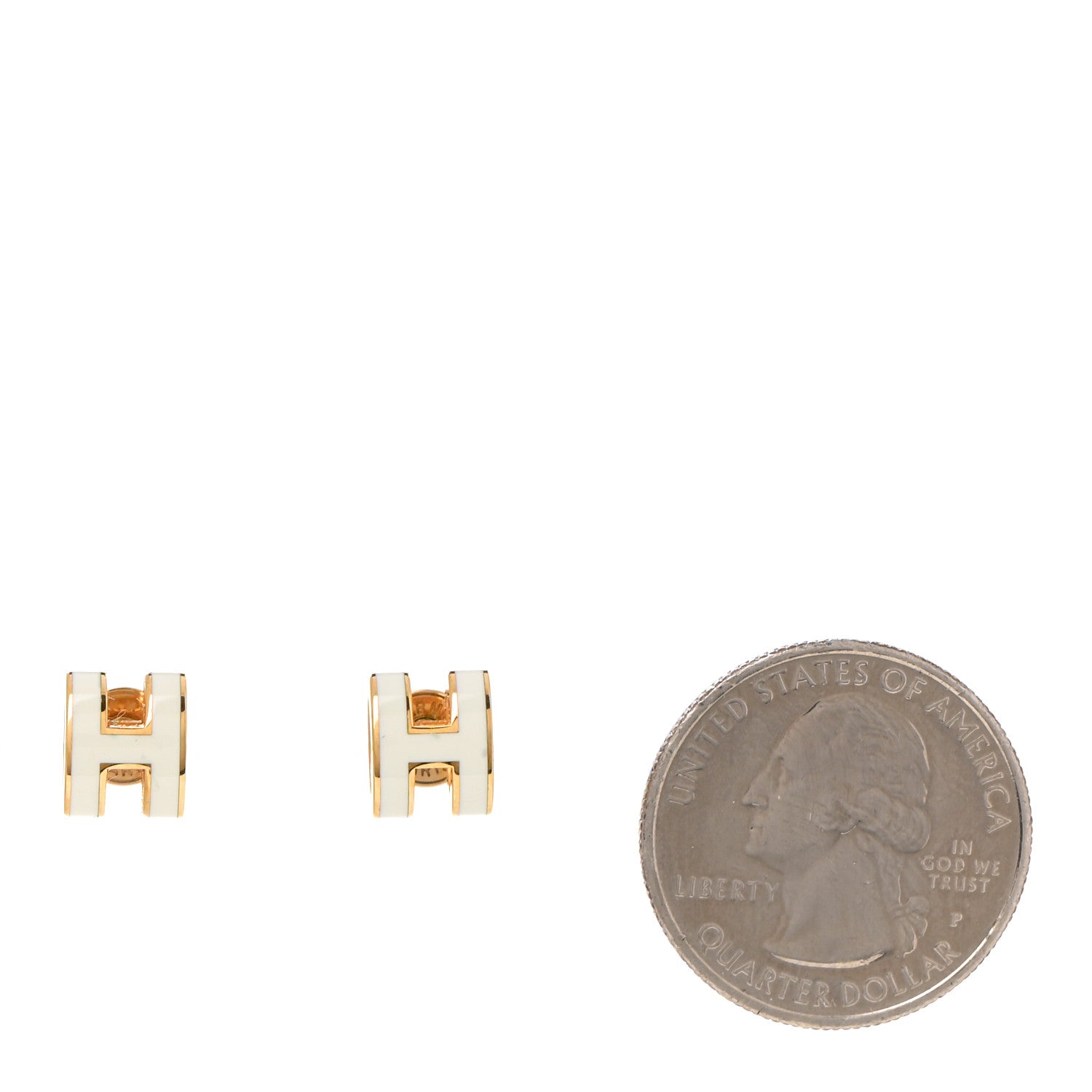 Hermes Gold Lacquered Mini Pop H Earrings White 2 of 6