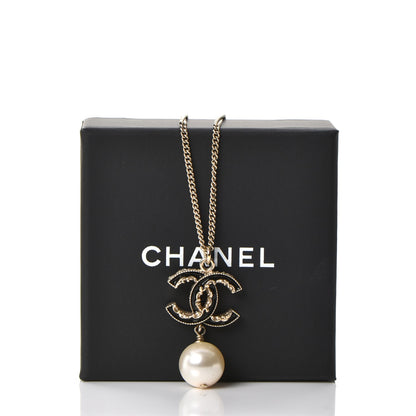 Chanel Enamel CC Baroque Pearl Drop Necklace Black Gold 7 of 7