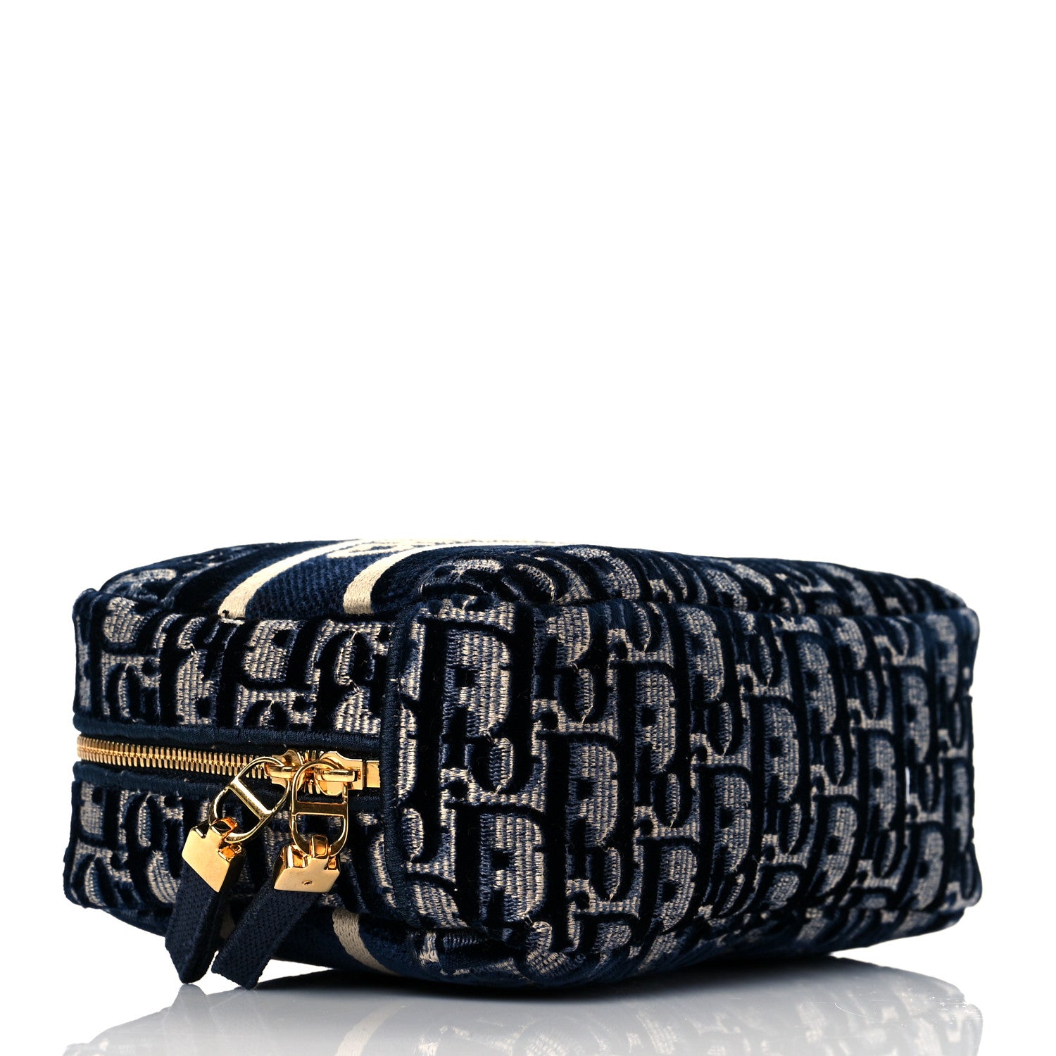 Christian Dior Velvet Oblique Cosmetic Pouch Blue 3 of 10