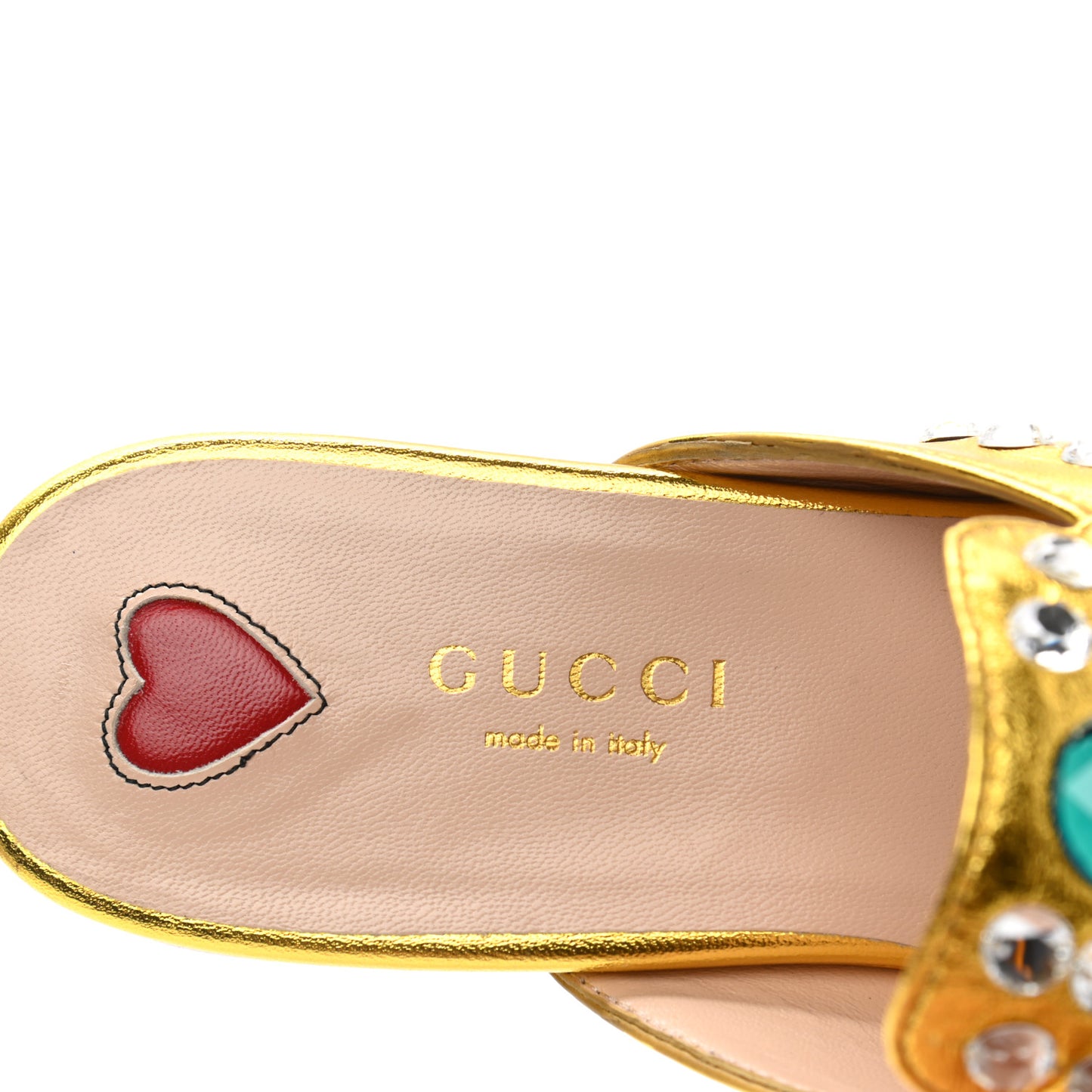 Metallic Nappa Crystal Womens Princetown Slippers 35.5 Gold