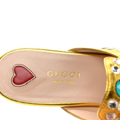 Gucci Metallic Nappa Crystal Womens Princetown Slippers 35.5 Gold 7 of 9