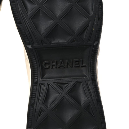 Chanel Velvet Calfskin Mixed Fibers CC Sneakers 38 Ivory Black 6 of 8