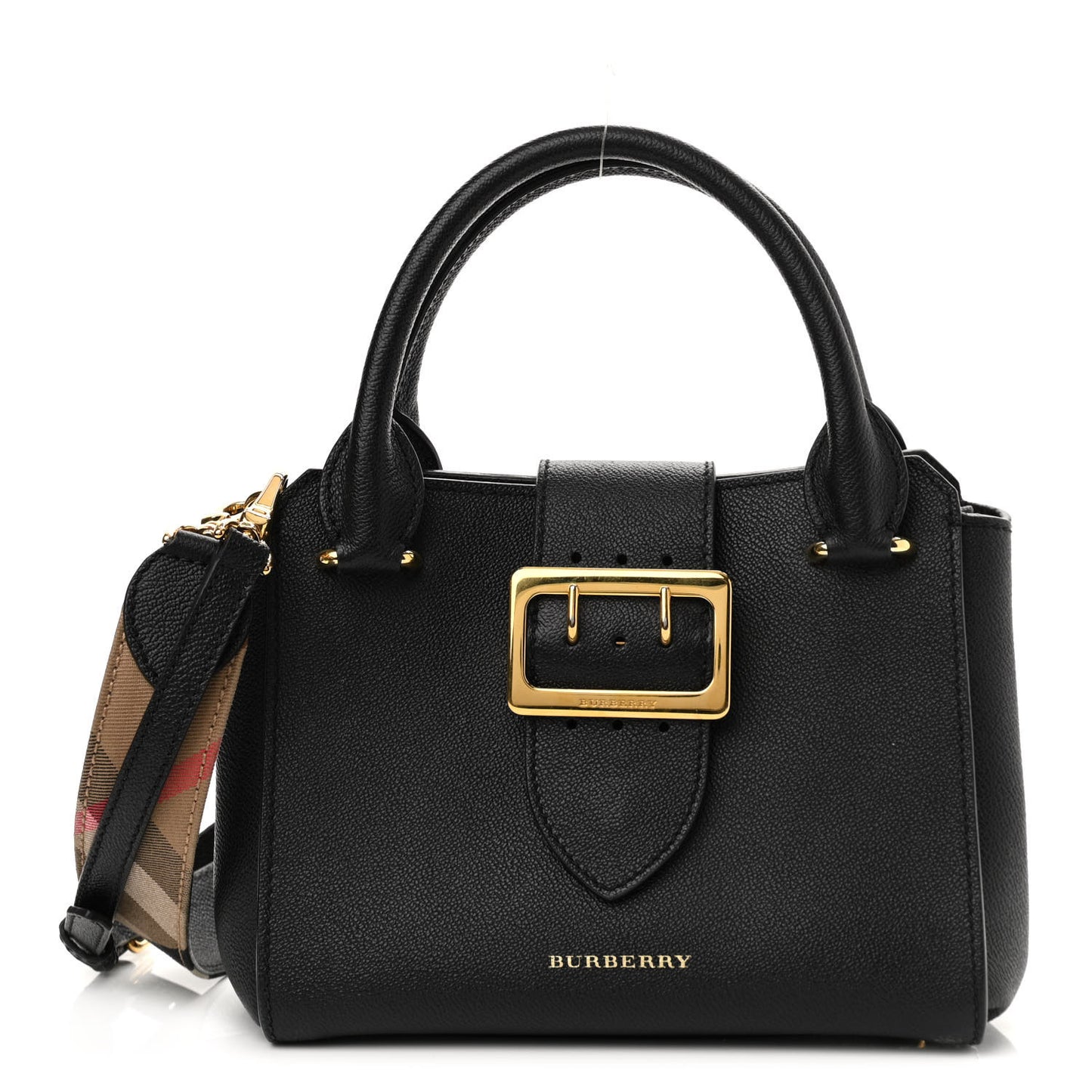 Soft Grain Calfskin Small Buckle Tote Black