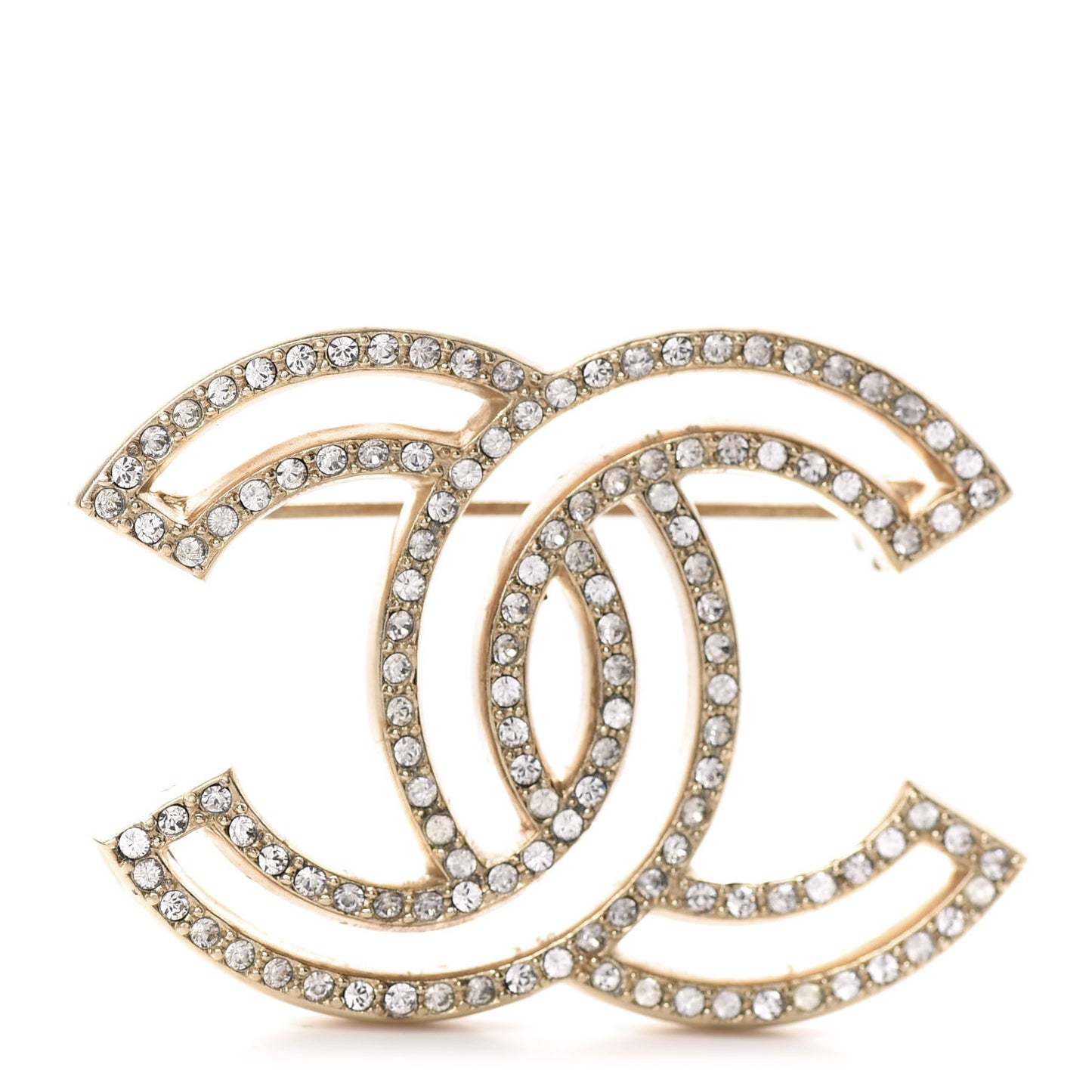 Crystal CC Brooch Gold