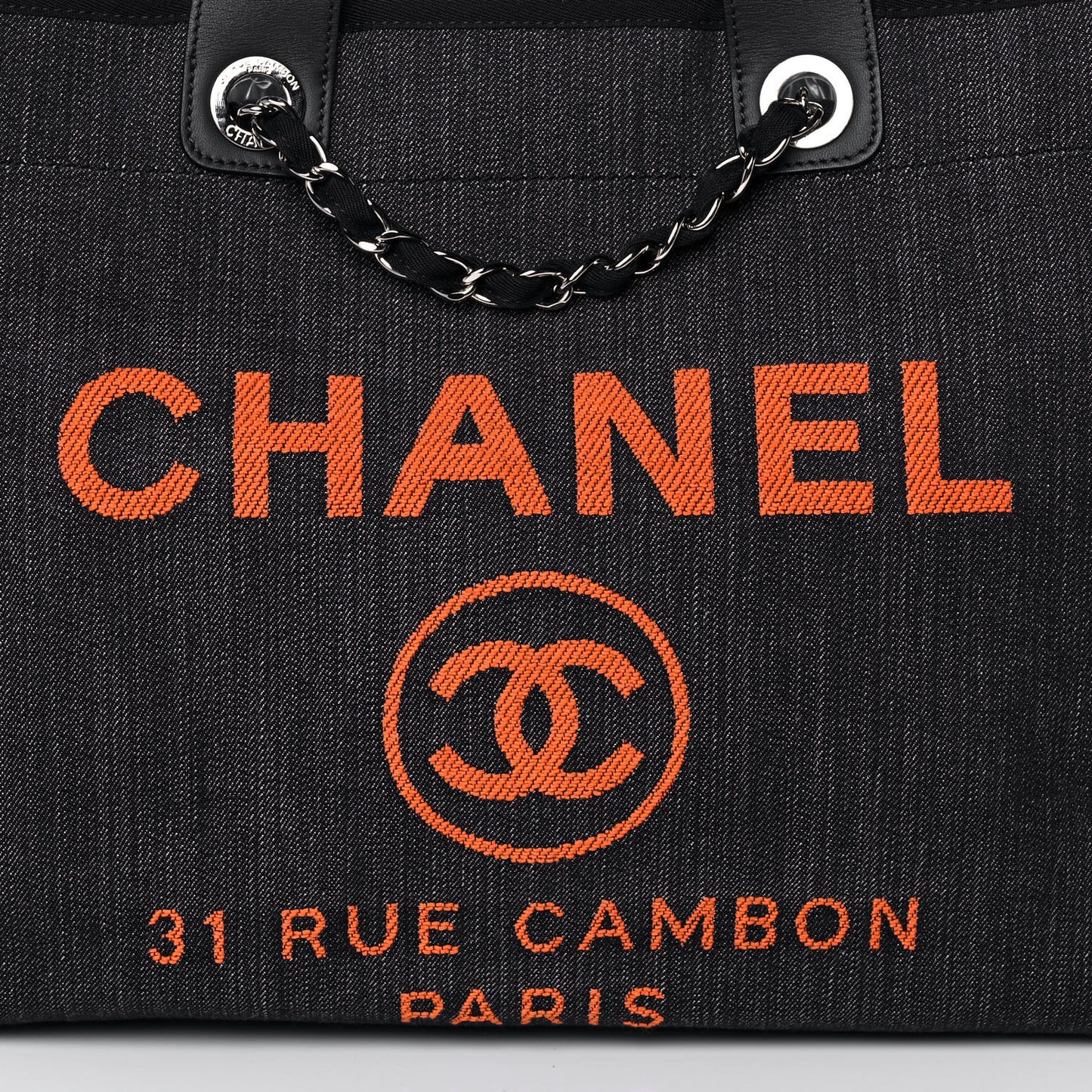Denim Large Deauville Tote Blue Orange