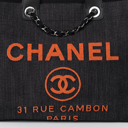Chanel Denim Large Deauville Tote Blue Orange 6 of 10
