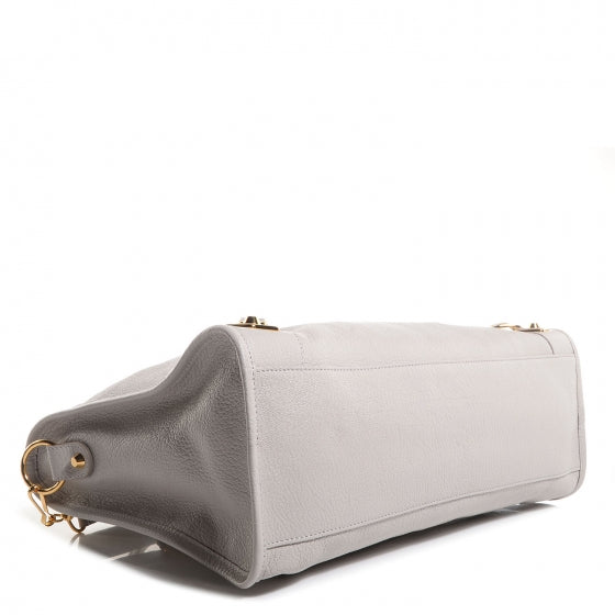 Chevre Gold Metallic Edge Hardware City Gris Clair Gris Perle