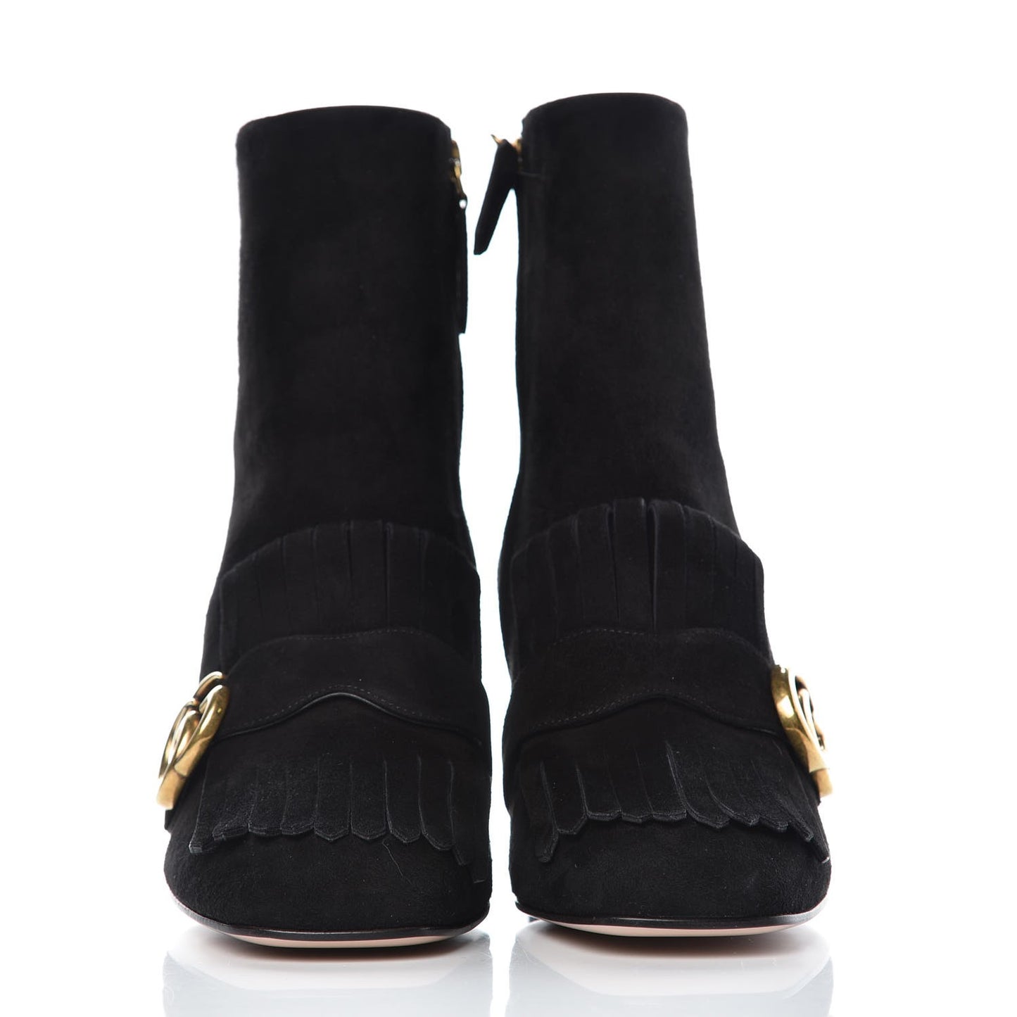 Kid Scamosciato GG Marmont Fringe 75mm Ankle Boots 38 Black