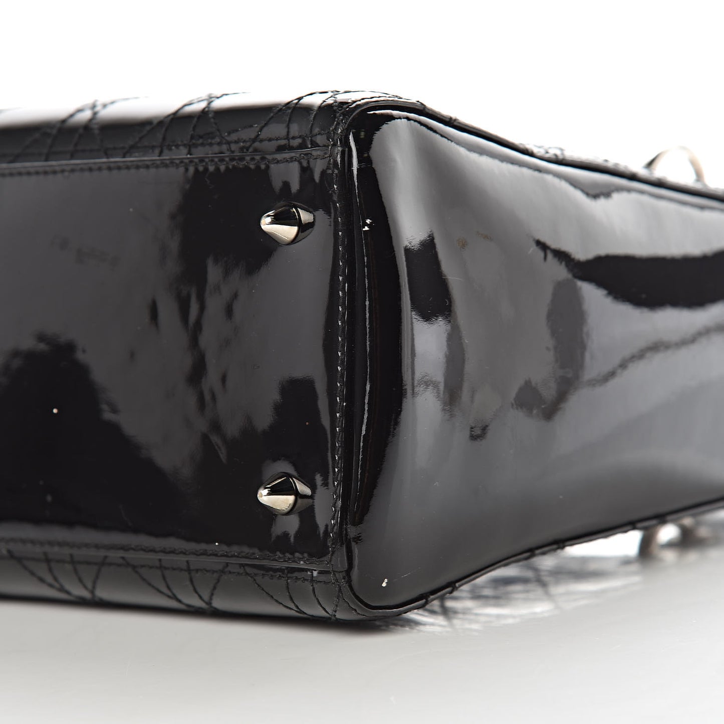 Patent Cannage Stitched Medium Lady Dior Black