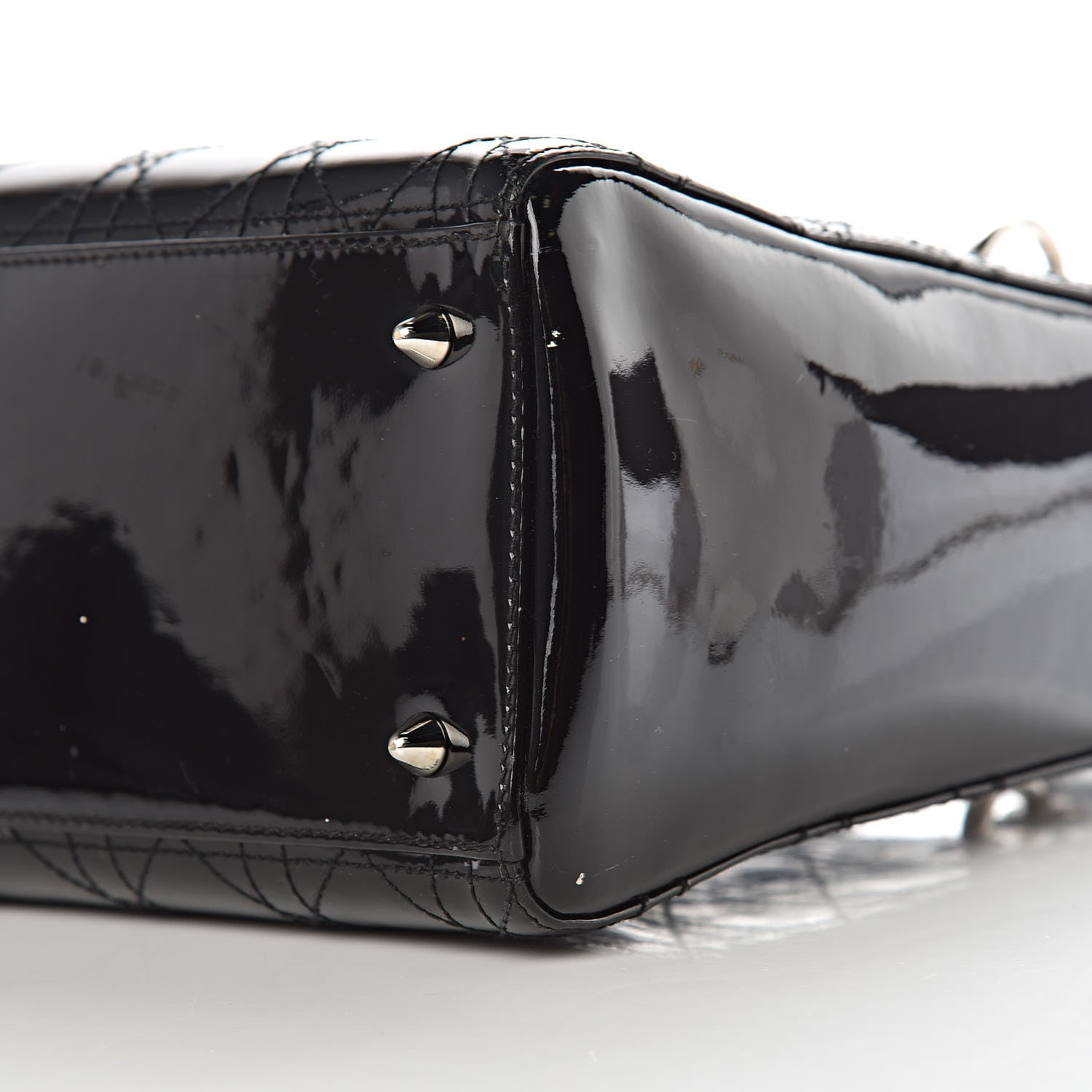 Christian Dior Patent Cannage Stitched Medium Lady Dior Black 9 of 13