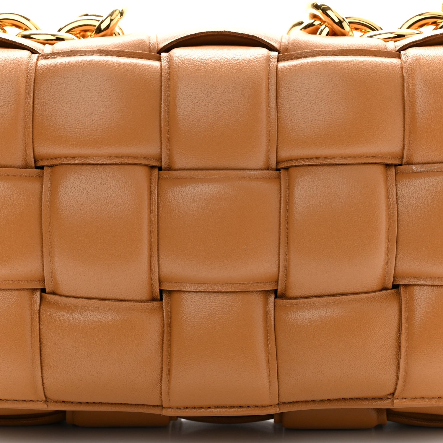 Bottega Veneta Lambskin Maxi Intreccio Padded Chain Cassette Crossbody Bag Caramel 8 of 10