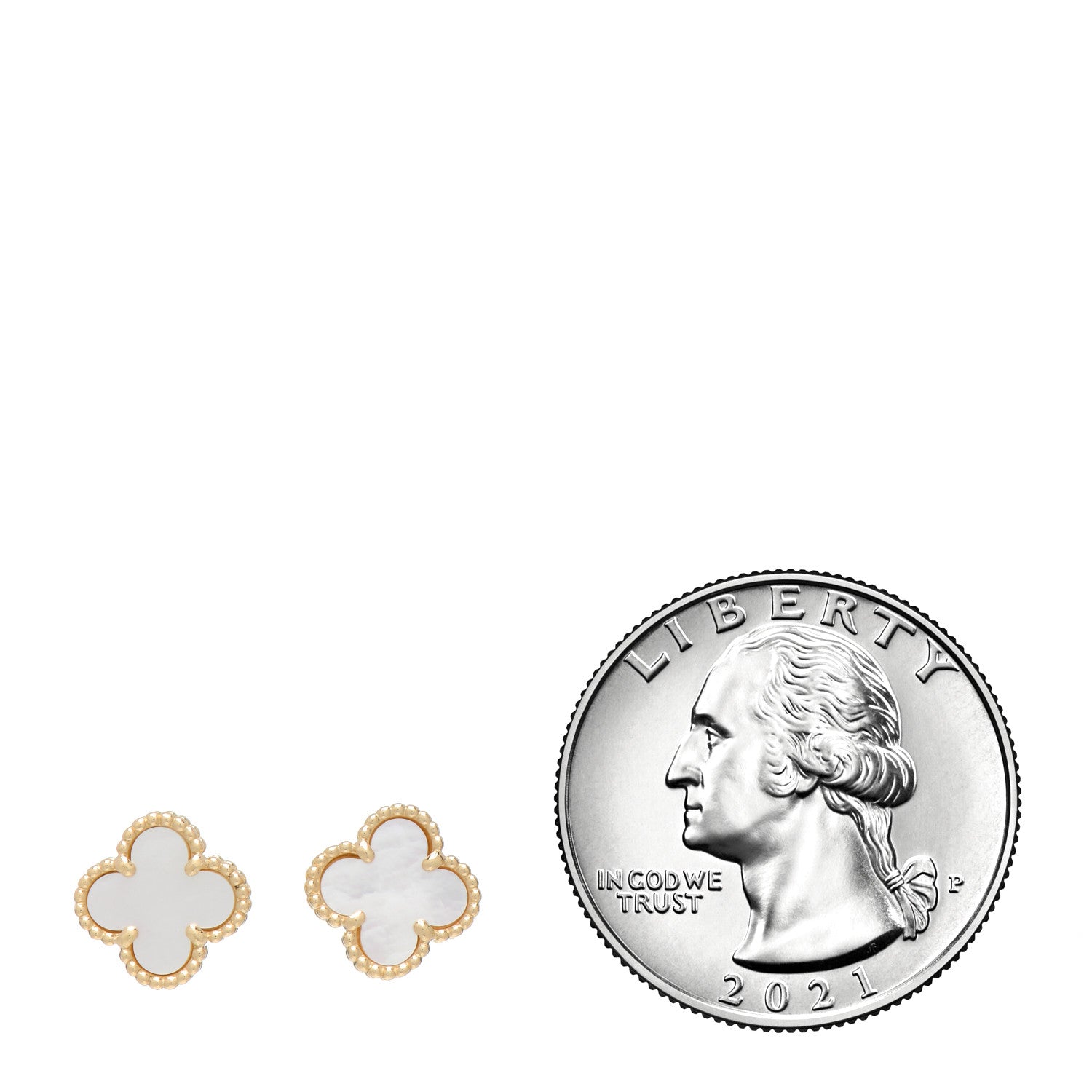 Van Cleef & Arpels 18K Yellow Gold Mother of Pearl Sweet Alhambra Earrings 2 of 5