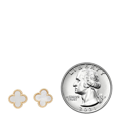 Van Cleef & Arpels 18K Yellow Gold Mother of Pearl Sweet Alhambra Earrings 2 of 5
