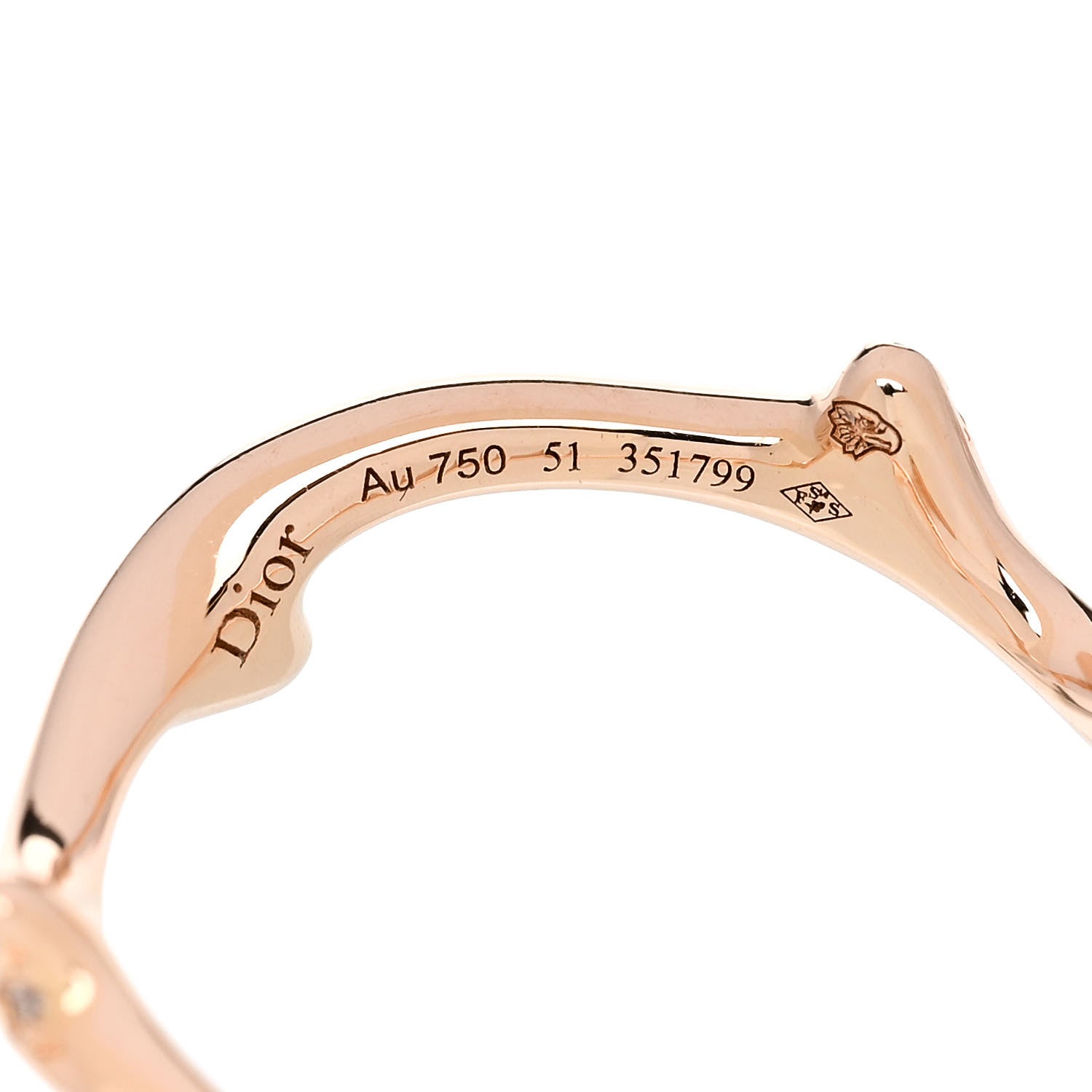 Christian Dior 18K Rose Gold Diamond Bois de Rose Ring 51 5.75 4 of 4