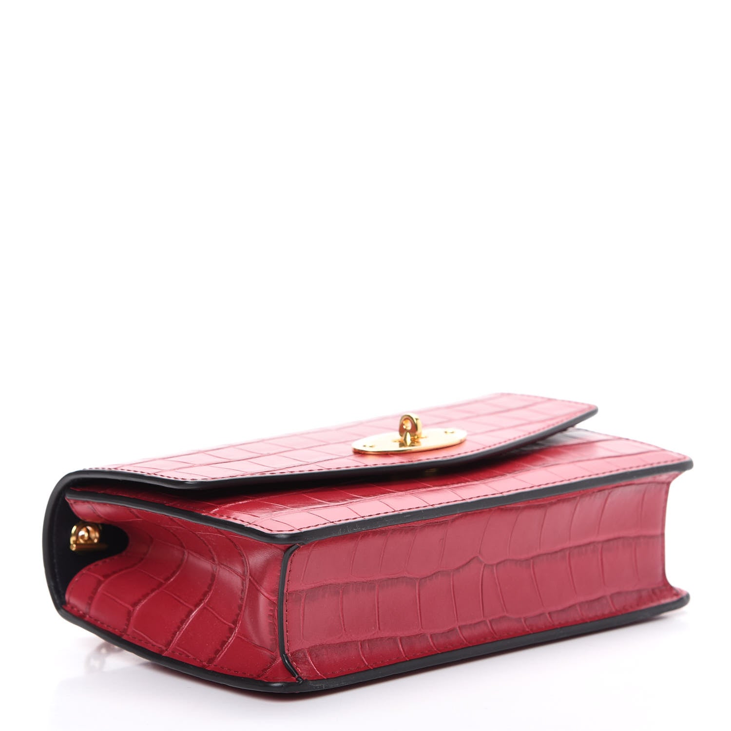 Mulberry Crocodile Embossed Calfskin Small Darley Red Berry 3 of 10