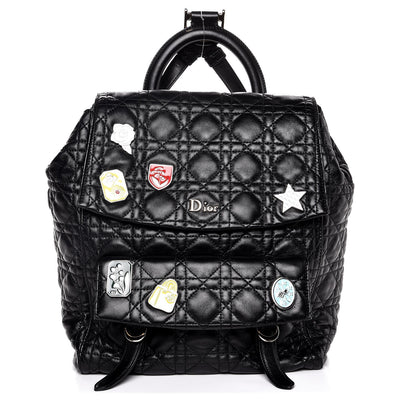 Christian Dior Lambskin Cannage Small Lucky Badge Stardust Backpack Black 1 of 7